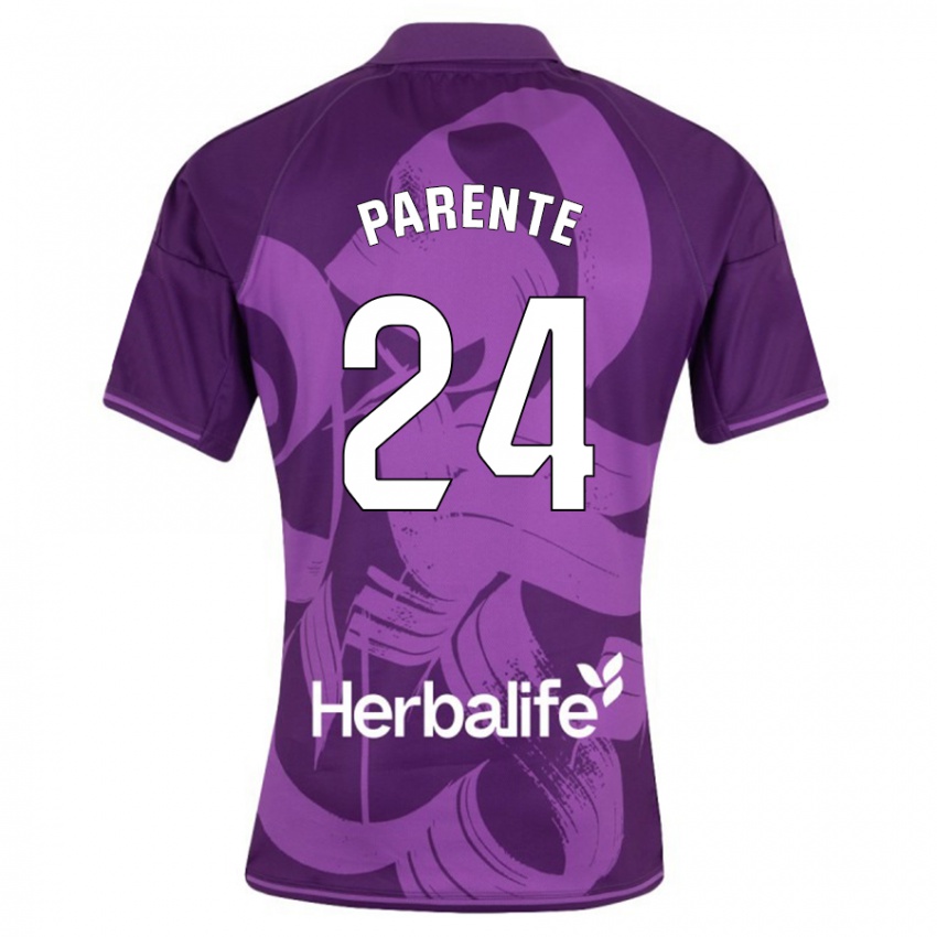 Kinder Iago Parente #24 Violett Auswärtstrikot Trikot 2023/24 T-Shirt Belgien