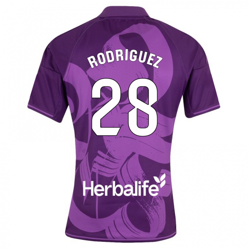 Kinder Yago Rodríguez #28 Violett Auswärtstrikot Trikot 2023/24 T-Shirt Belgien