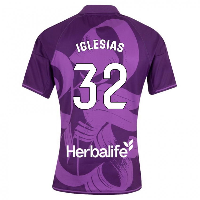 Kinder Koke Iglesias #32 Violett Auswärtstrikot Trikot 2023/24 T-Shirt Belgien