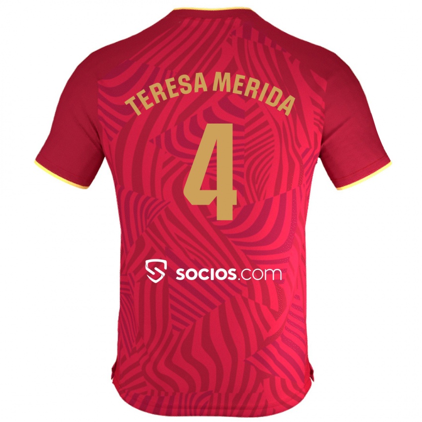 Kinderen Teresa Merida #4 Rood Uitshirt Uittenue 2023/24 T-Shirt België