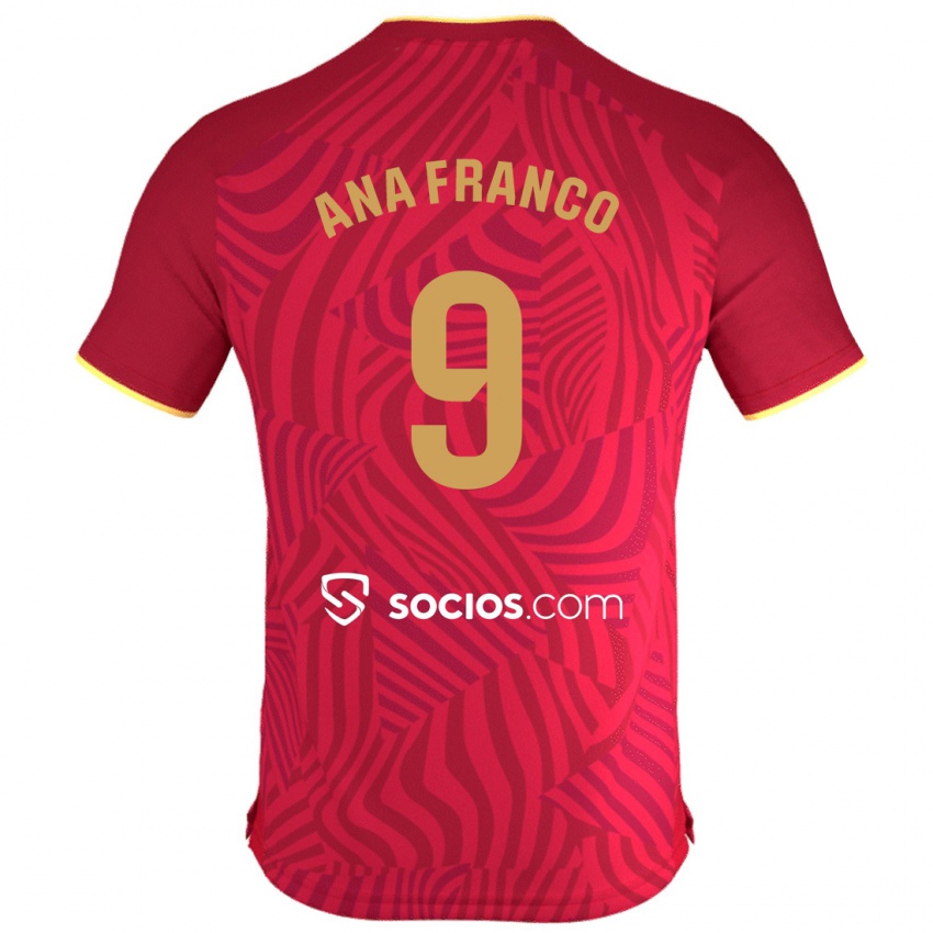 Kinderen Ana Franco De La Vega #9 Rood Uitshirt Uittenue 2023/24 T-Shirt België