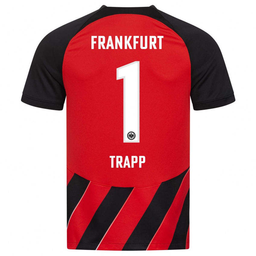 Heren Kevin Trapp #1 Rood Zwart Thuisshirt Thuistenue 2023/24 T-Shirt België