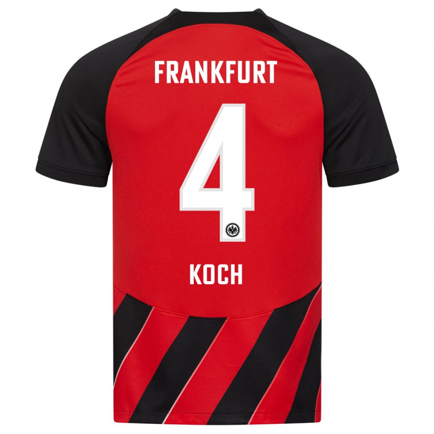 Heren Robin Koch #4 Rood Zwart Thuisshirt Thuistenue 2023/24 T-Shirt België