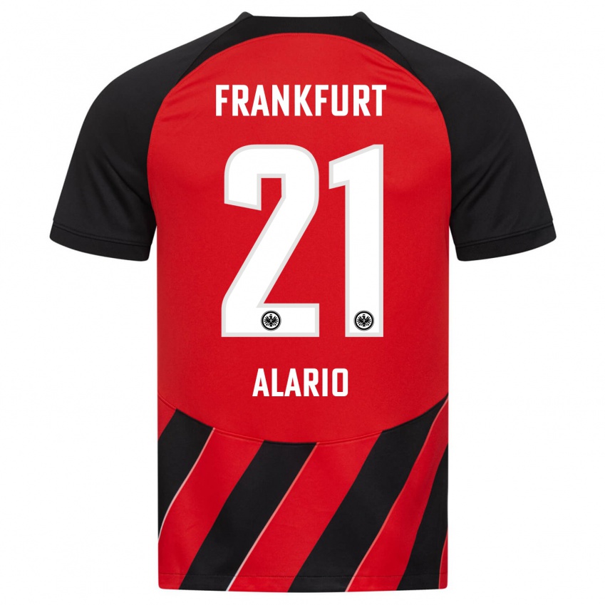 Heren Lucas Alario #21 Rood Zwart Thuisshirt Thuistenue 2023/24 T-Shirt België