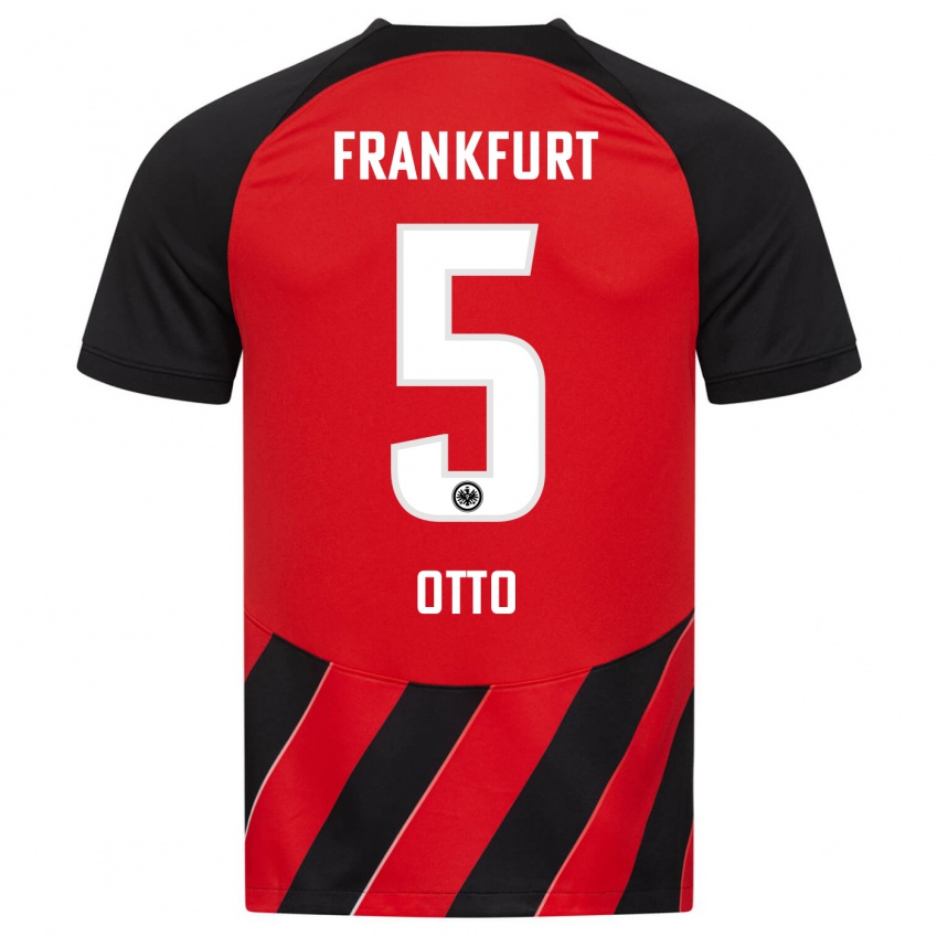 Heren Fynn Otto #5 Rood Zwart Thuisshirt Thuistenue 2023/24 T-Shirt België