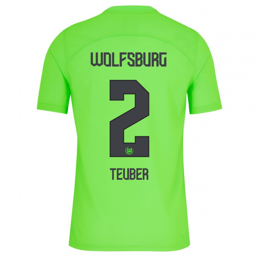 Homme Maillot Julius Teuber #2 Vert Tenues Domicile 2023/24 T-Shirt Belgique