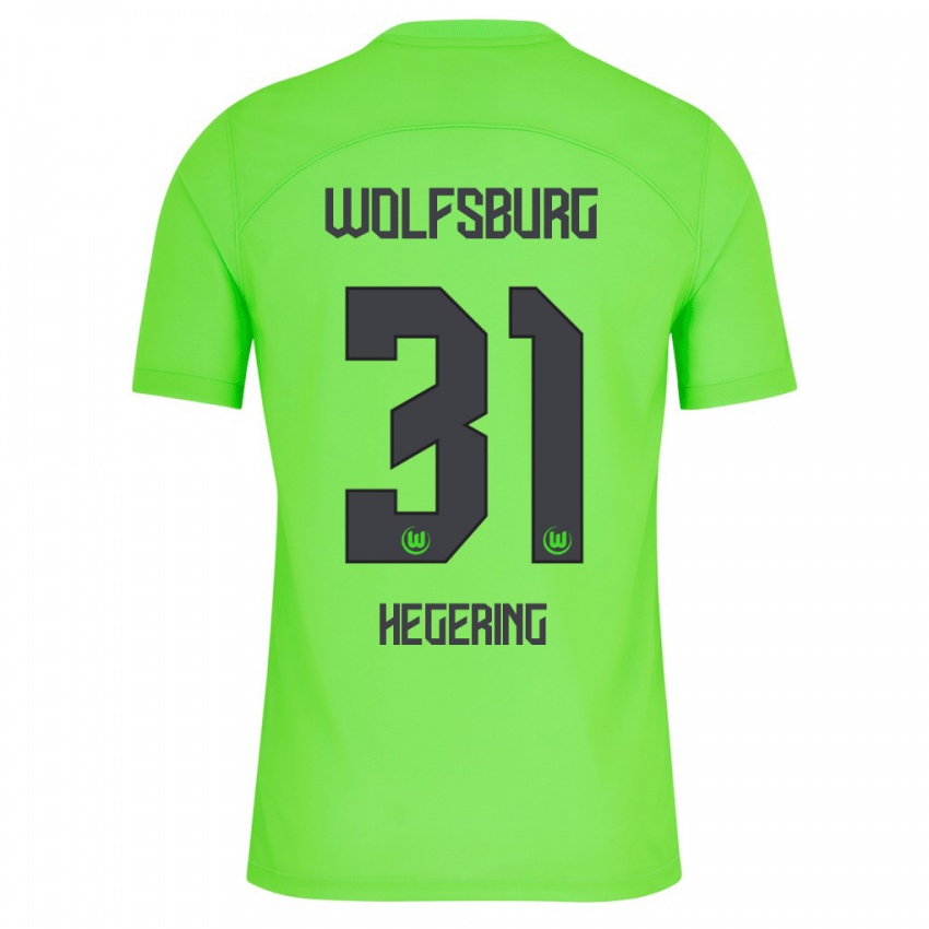 Homme Maillot Marina Hegering #31 Vert Tenues Domicile 2023/24 T-Shirt Belgique