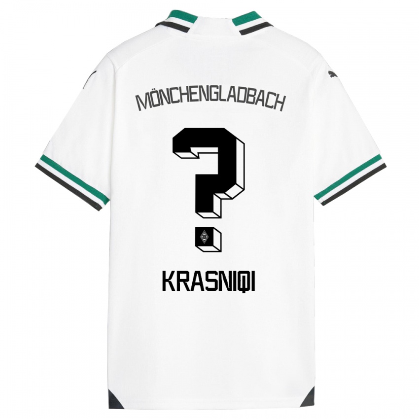 Homme Maillot Engjell Krasniqi #0 Blanc Vert Tenues Domicile 2023/24 T-Shirt Belgique