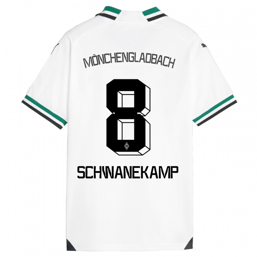 Homme Maillot Jana Schwanekamp #8 Blanc Vert Tenues Domicile 2023/24 T-Shirt Belgique