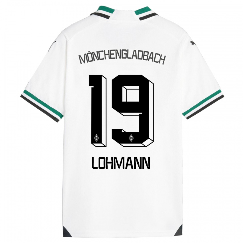 Homme Maillot Mona Lohmann #19 Blanc Vert Tenues Domicile 2023/24 T-Shirt Belgique