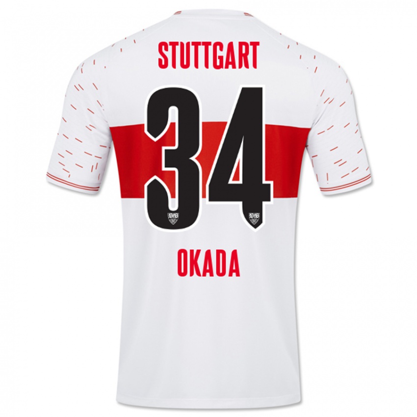 Heren Rei Okada #34 Wit Thuisshirt Thuistenue 2023/24 T-Shirt België