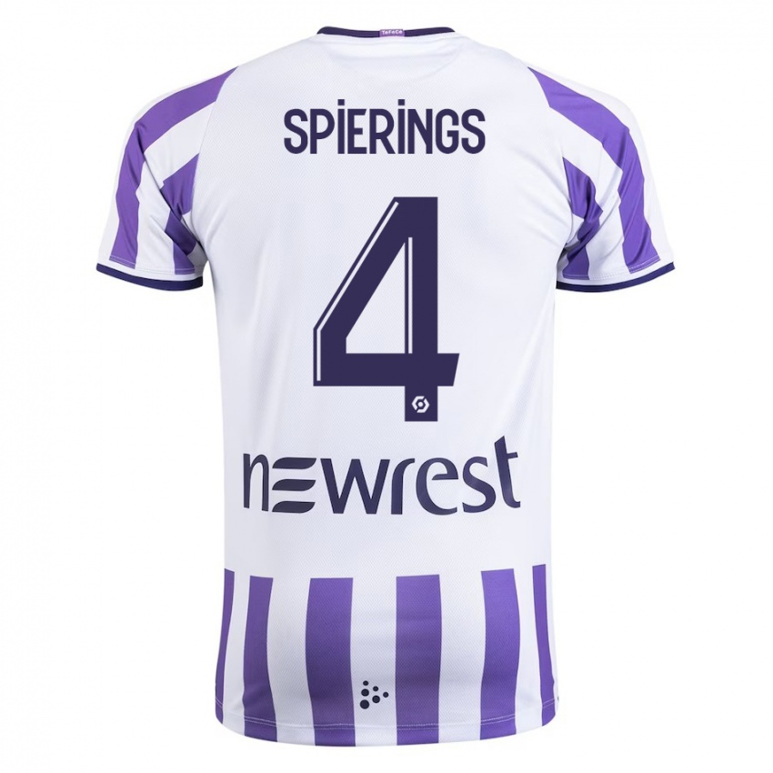 Heren Stijn Spierings #4 Wit Thuisshirt Thuistenue 2023/24 T-Shirt België