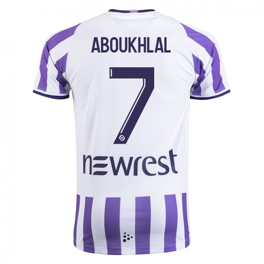 Homme Maillot Zakaria Aboukhlal #7 Blanc Tenues Domicile 2023/24 T-Shirt Belgique
