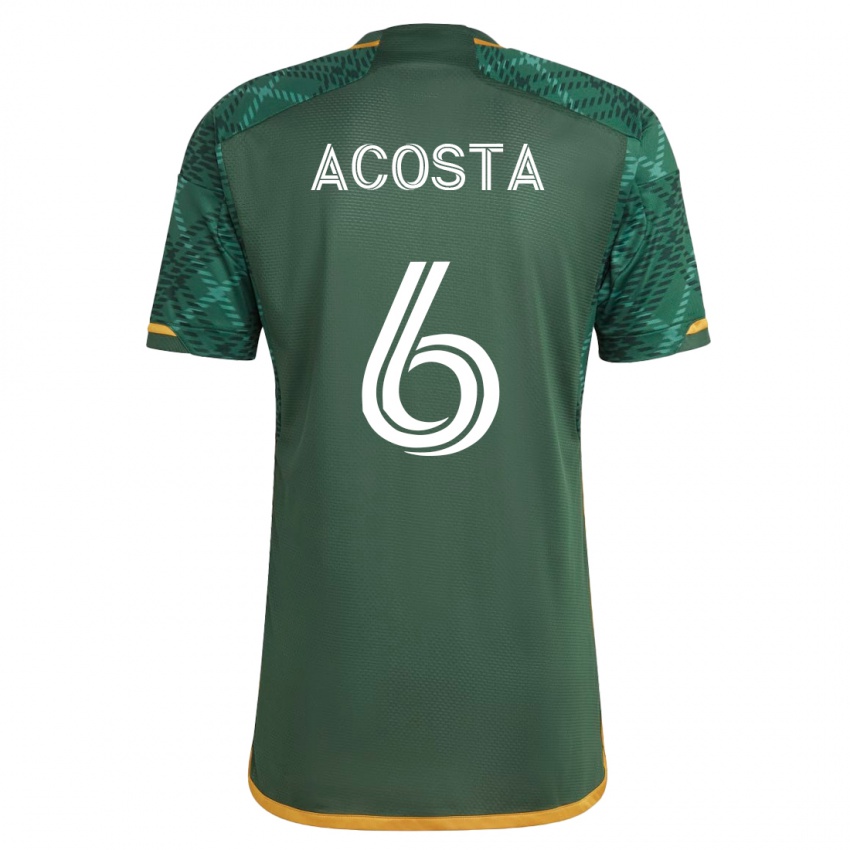 Homme Maillot Bryan Acosta #6 Vert Tenues Domicile 2023/24 T-Shirt Belgique