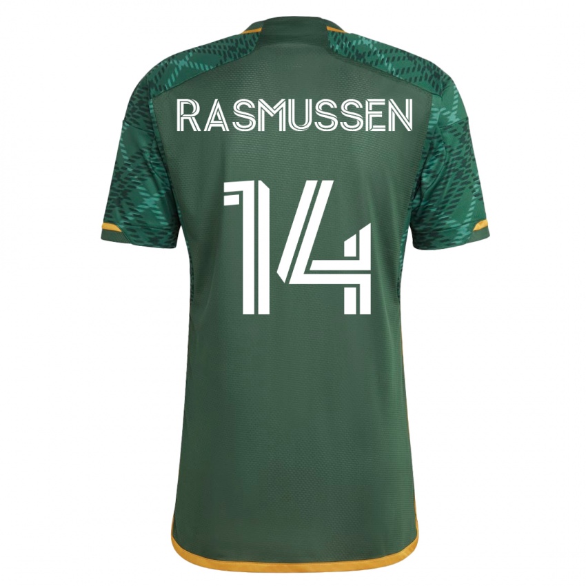 Heren Justin Rasmussen #14 Groente Thuisshirt Thuistenue 2023/24 T-Shirt België