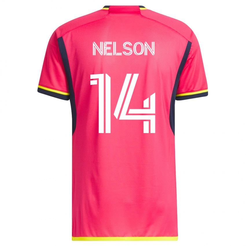 Heren John Nelson #14 Roze Thuisshirt Thuistenue 2023/24 T-Shirt België