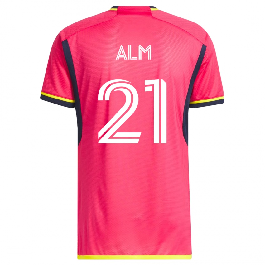 Heren Rasmus Alm #21 Roze Thuisshirt Thuistenue 2023/24 T-Shirt België