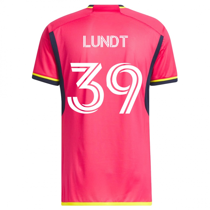 Heren Ben Lundt #39 Roze Thuisshirt Thuistenue 2023/24 T-Shirt België