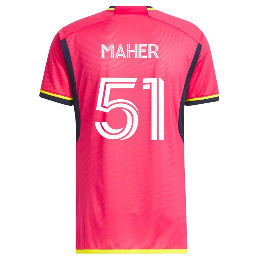 Heren Josh Maher #51 Roze Thuisshirt Thuistenue 2023/24 T-Shirt België