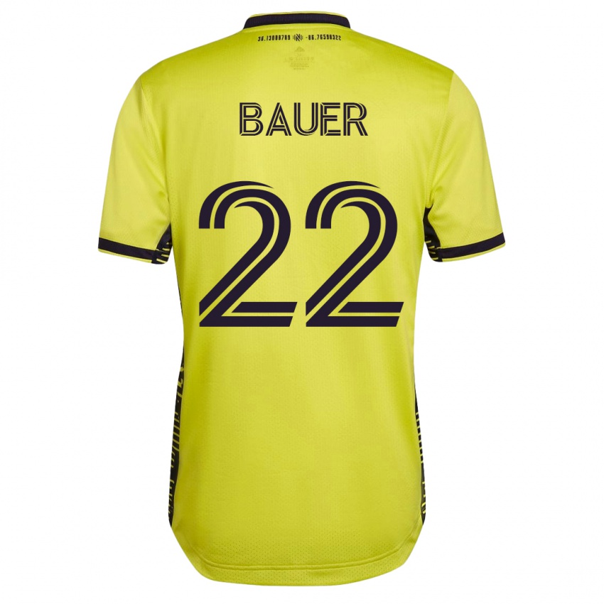 Heren Josh Bauer #22 Geel Thuisshirt Thuistenue 2023/24 T-Shirt België