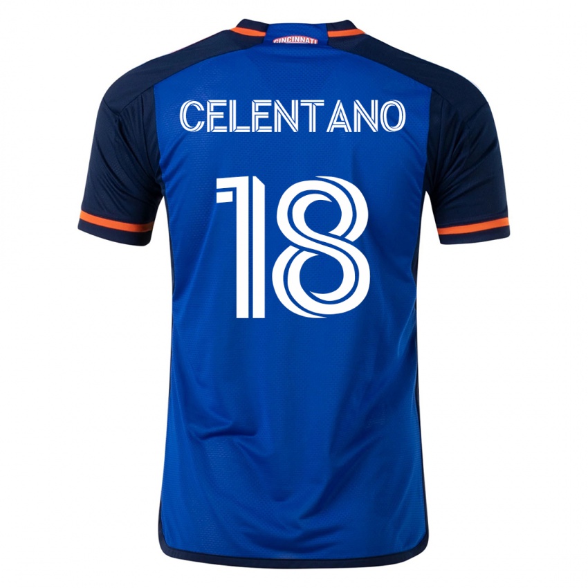 Heren Roman Celentano #18 Blauw Thuisshirt Thuistenue 2023/24 T-Shirt België