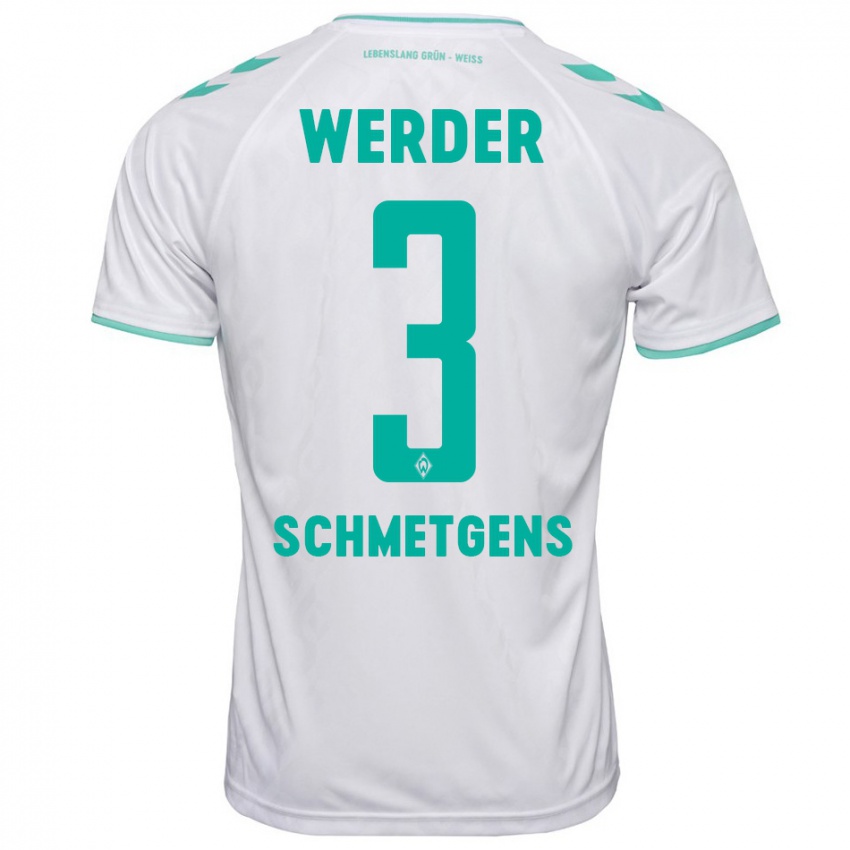 Heren Mick Schmetgens #3 Wit Uitshirt Uittenue 2023/24 T-Shirt België