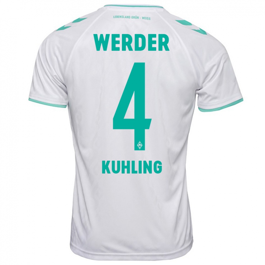 Heren Ole Kühling #4 Wit Uitshirt Uittenue 2023/24 T-Shirt België