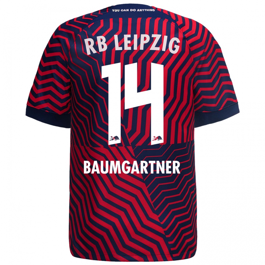 Heren Christoph Baumgartner #14 Blauw Rood Uitshirt Uittenue 2023/24 T-Shirt België