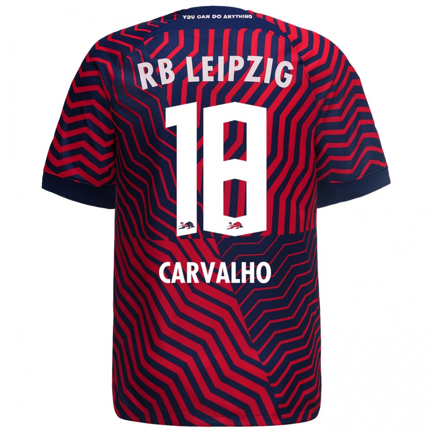 Heren Fabio Carvalho #18 Blauw Rood Uitshirt Uittenue 2023/24 T-Shirt België