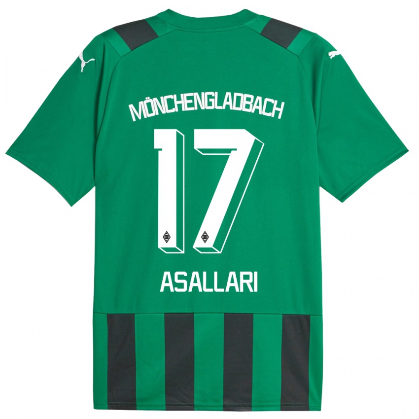 Heren Kushtrim Asallari #17 Zwart Groen Uitshirt Uittenue 2023/24 T-Shirt België