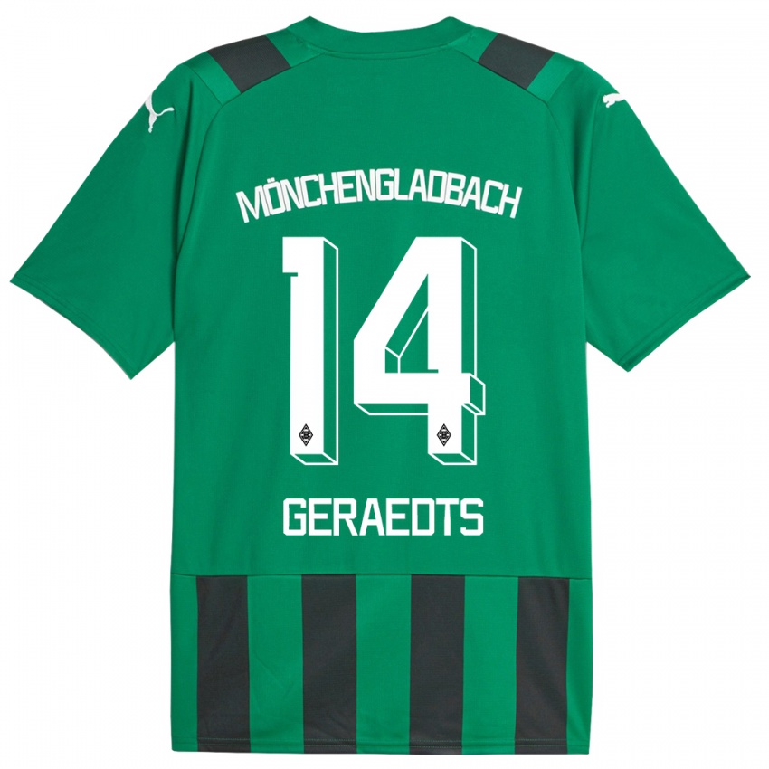 Homme Maillot Kelsey Geraedts #14 Vert Noir Tenues Extérieur 2023/24 T-Shirt Belgique