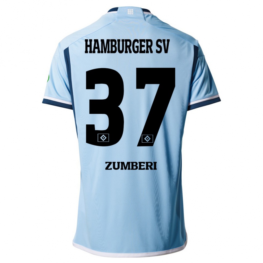 Heren Valon Zumberi #37 Blauw Uitshirt Uittenue 2023/24 T-Shirt België