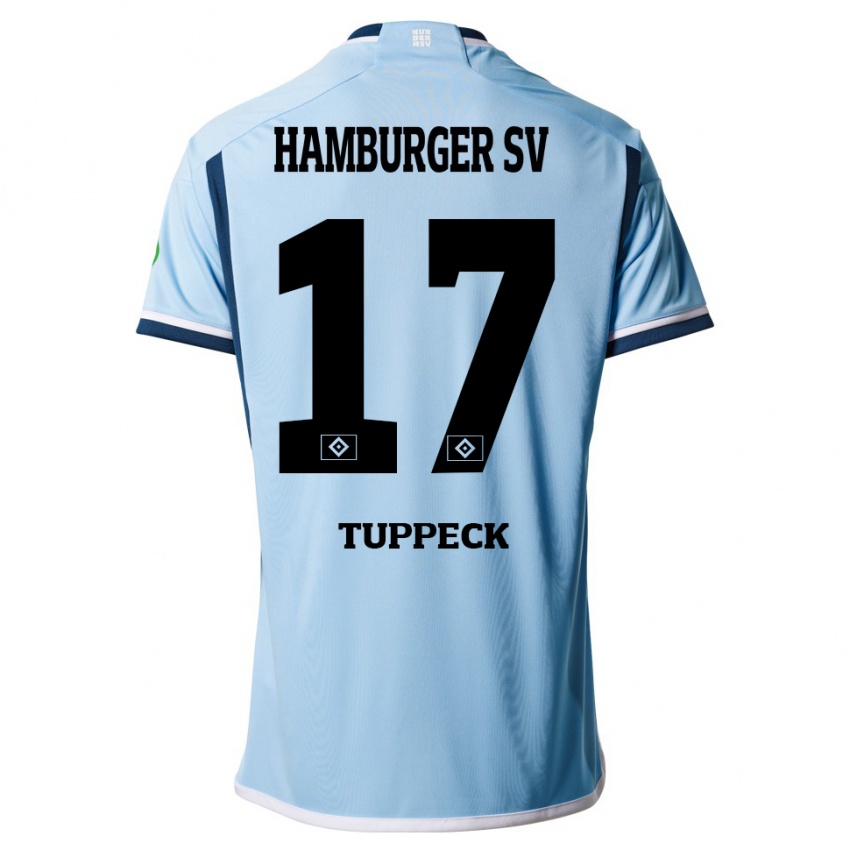 Heren Niklas Tuppeck #17 Blauw Uitshirt Uittenue 2023/24 T-Shirt België