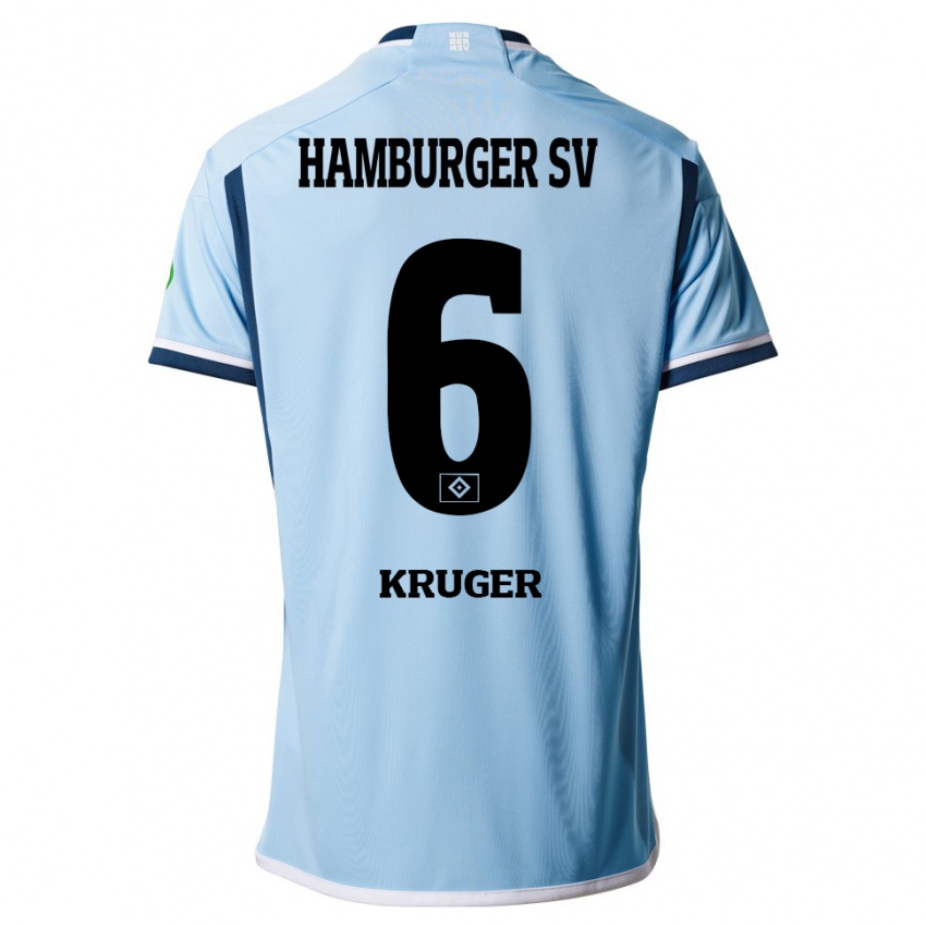 Heren Artur Krüger #6 Blauw Uitshirt Uittenue 2023/24 T-Shirt België