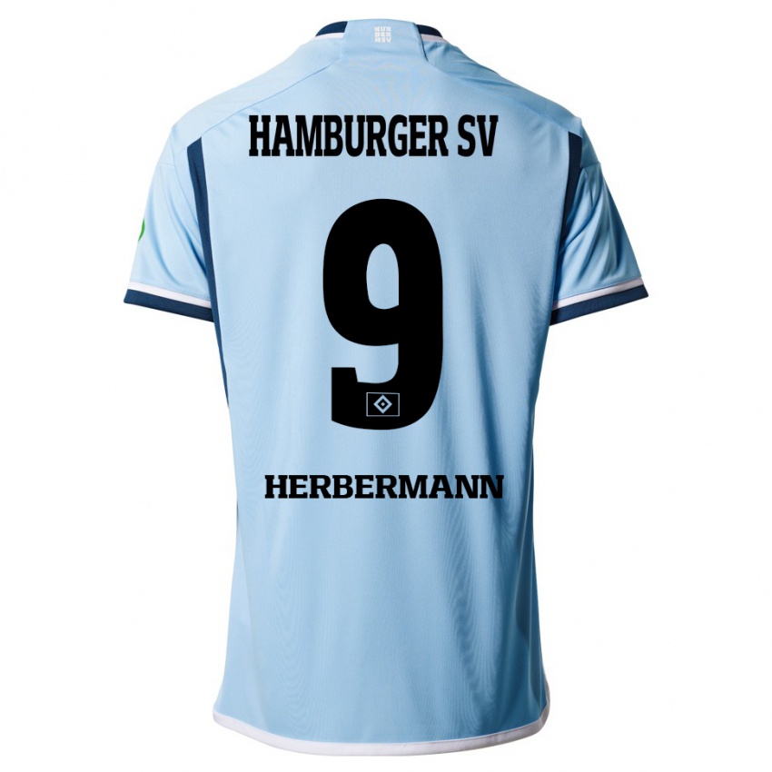 Heren Kevin Herbermann #9 Blauw Uitshirt Uittenue 2023/24 T-Shirt België