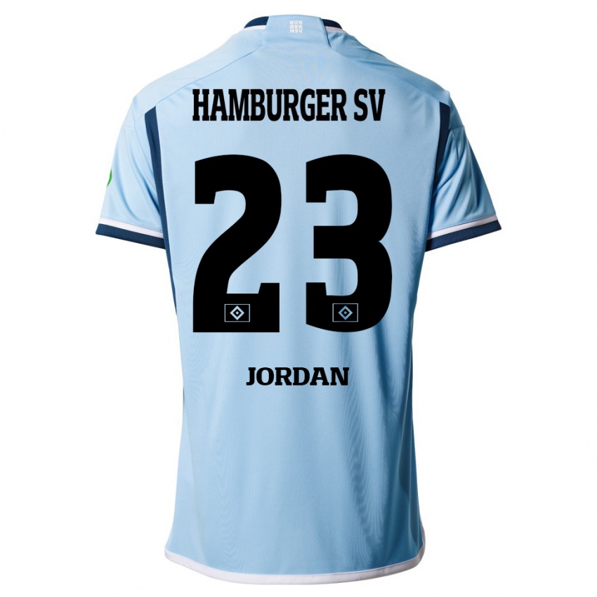 Heren Dominik Jordan #23 Blauw Uitshirt Uittenue 2023/24 T-Shirt België