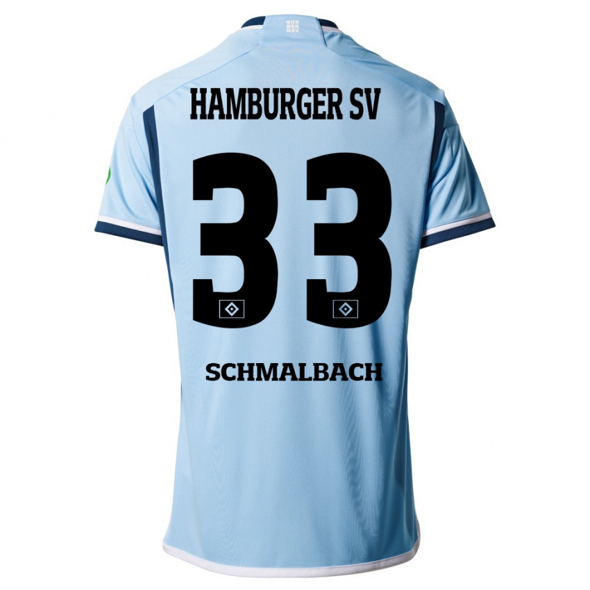 Heren Sebastian Schmalbach #33 Blauw Uitshirt Uittenue 2023/24 T-Shirt België