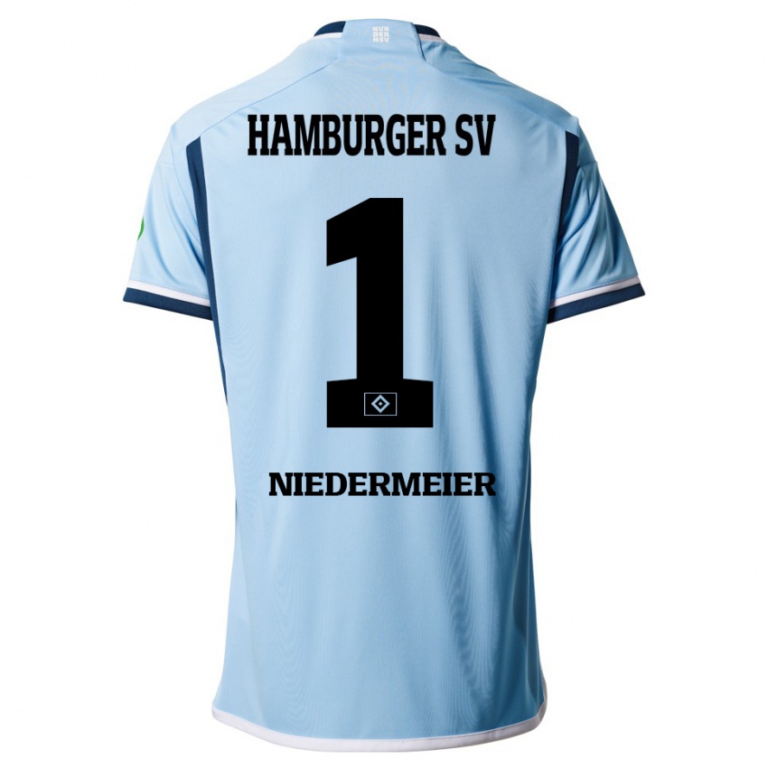 Heren Philipp Niedermeier #1 Blauw Uitshirt Uittenue 2023/24 T-Shirt België