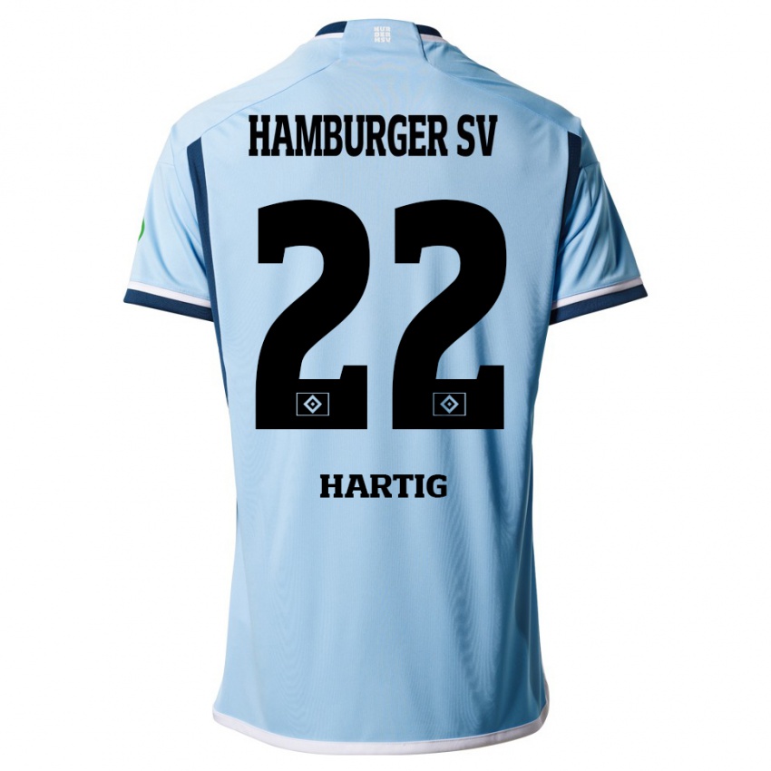 Heren Jonas-Finn Hartig #22 Blauw Uitshirt Uittenue 2023/24 T-Shirt België