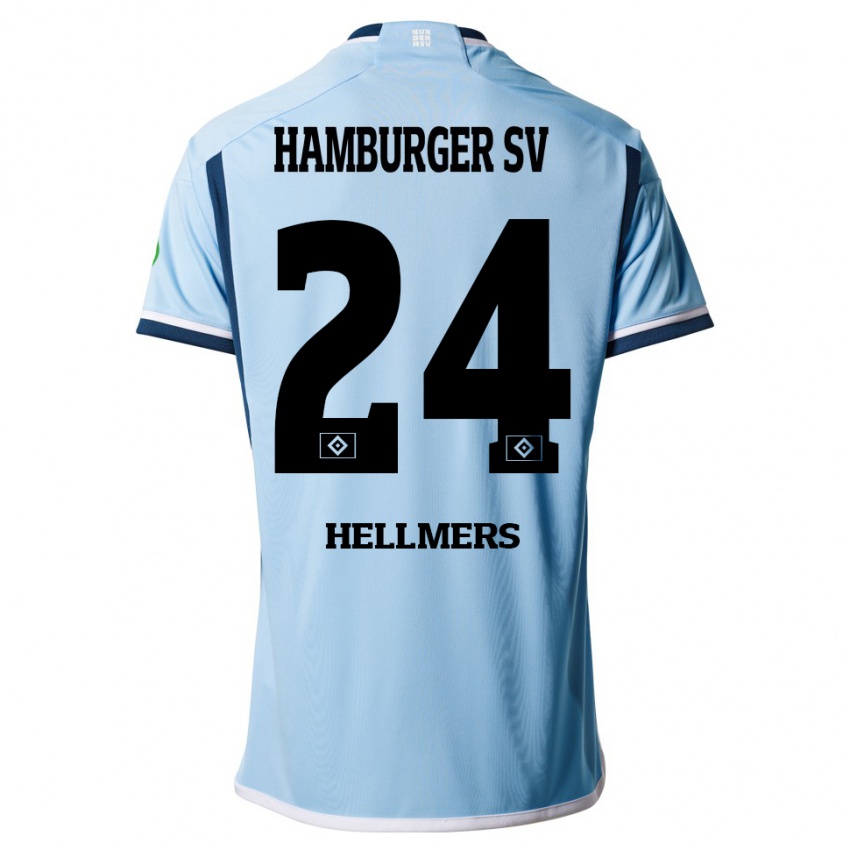 Heren Maximilian Hellmers #24 Blauw Uitshirt Uittenue 2023/24 T-Shirt België