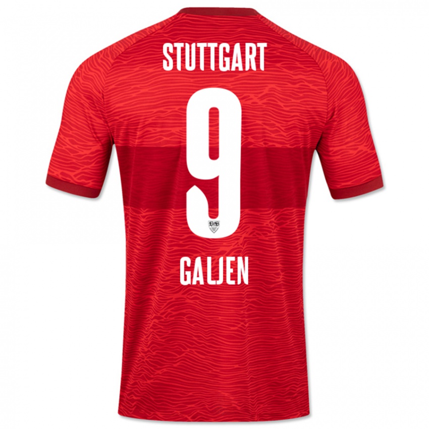 Heren Dejan Galjen #9 Rood Uitshirt Uittenue 2023/24 T-Shirt België