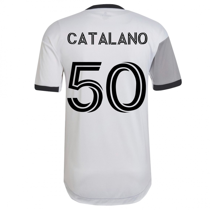 Heren Gianluca Catalano #50 Wit Uitshirt Uittenue 2023/24 T-Shirt België
