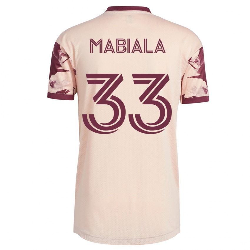 Homme Maillot Larrys Mabiala #33 Blanc Cassé Tenues Extérieur 2023/24 T-Shirt Belgique