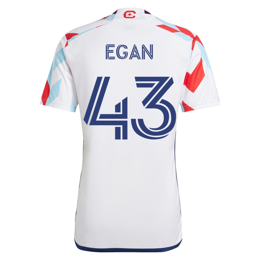 Heren Noah Egan #43 Wit Blauw Uitshirt Uittenue 2023/24 T-Shirt België