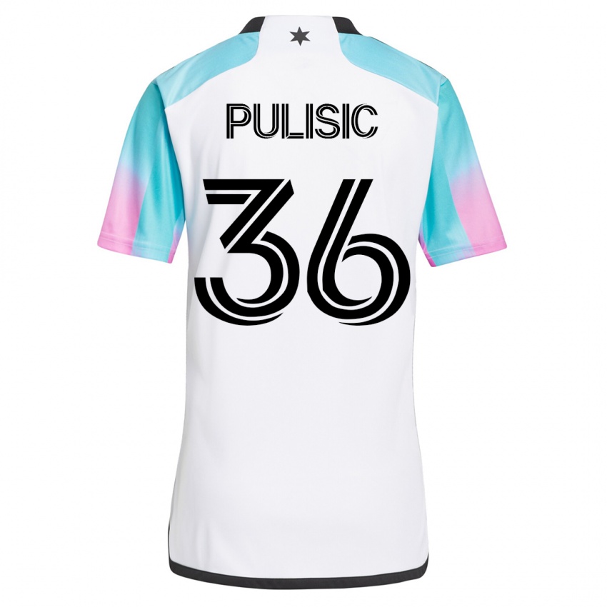 Heren Will Pulisic #36 Wit Uitshirt Uittenue 2023/24 T-Shirt België
