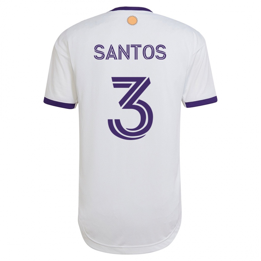 Homme Maillot Rafael Santos #3 Blanc Tenues Extérieur 2023/24 T-Shirt Belgique
