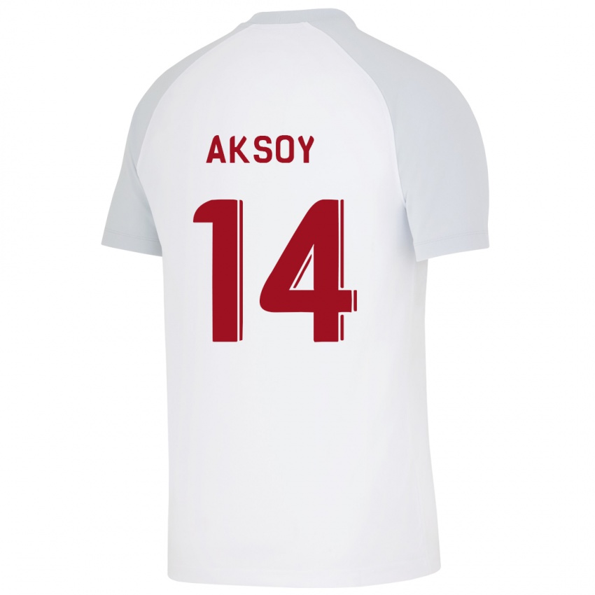 Heren Berkan Aksoy #14 Wit Uitshirt Uittenue 2023/24 T-Shirt België