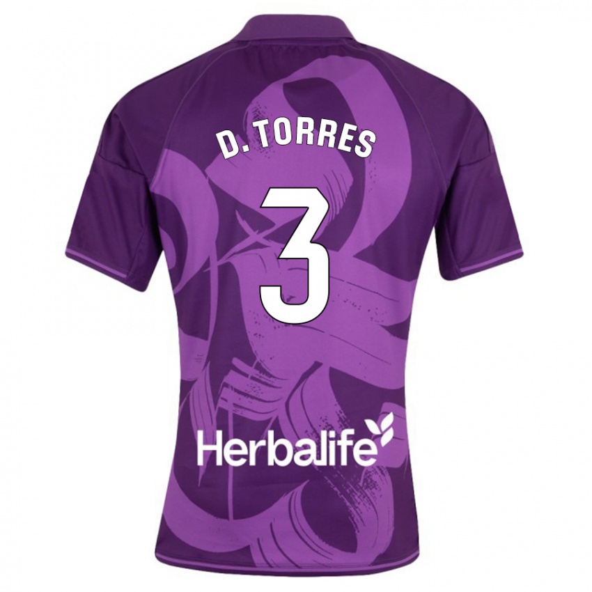 Homme Maillot David Torres #3 Violet Tenues Extérieur 2023/24 T-Shirt Belgique