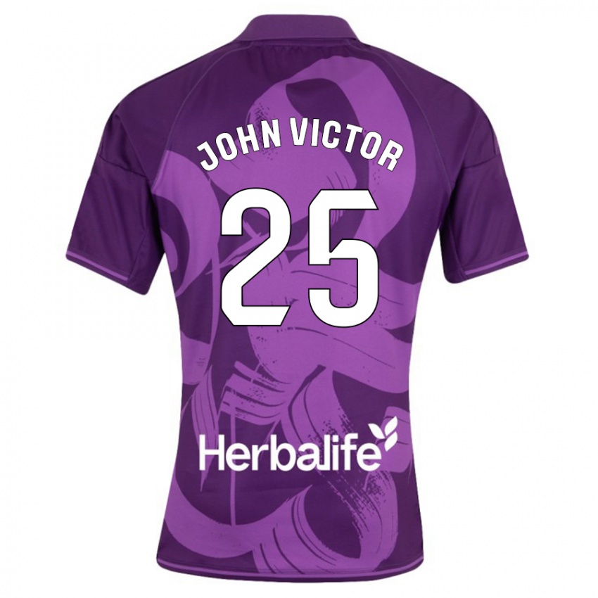 Heren John Victor #25 Viooltje Uitshirt Uittenue 2023/24 T-Shirt België