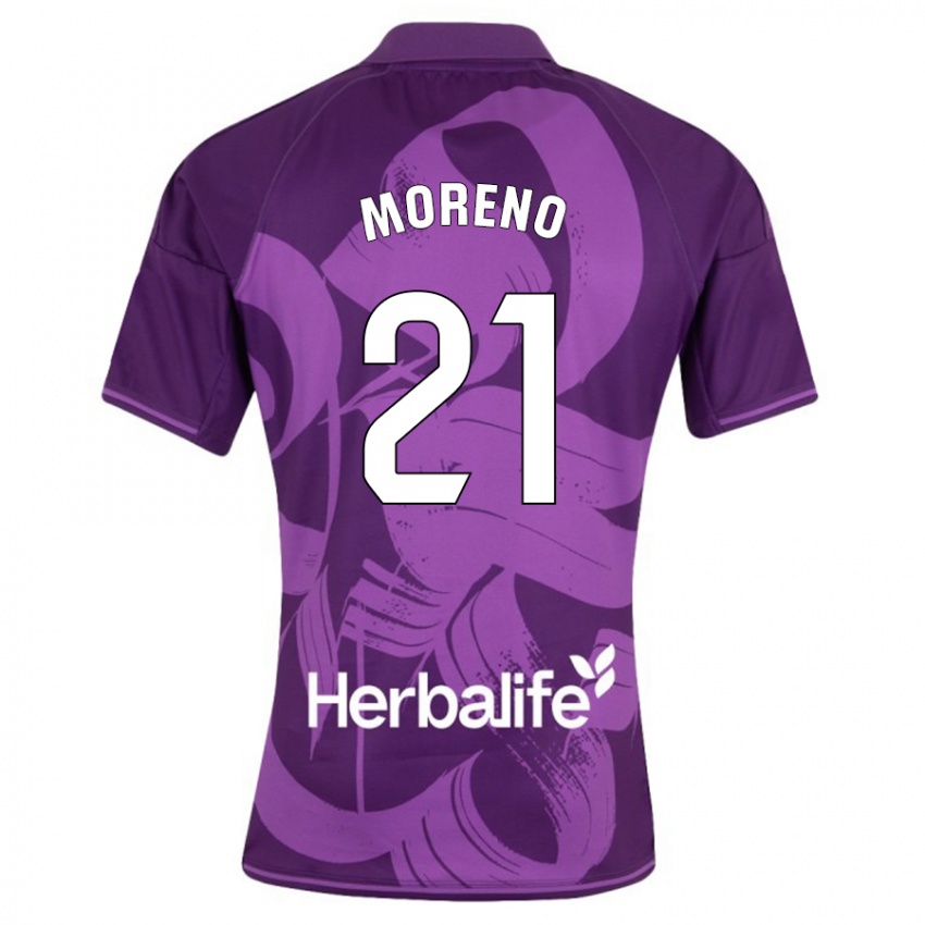 Homme Maillot Xavi Moreno #21 Violet Tenues Extérieur 2023/24 T-Shirt Belgique